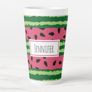 Cute Watermelon Pattern Pink & Green Latte Mug