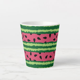 Cute Watermelon Pattern Pink & Green Latte Mug