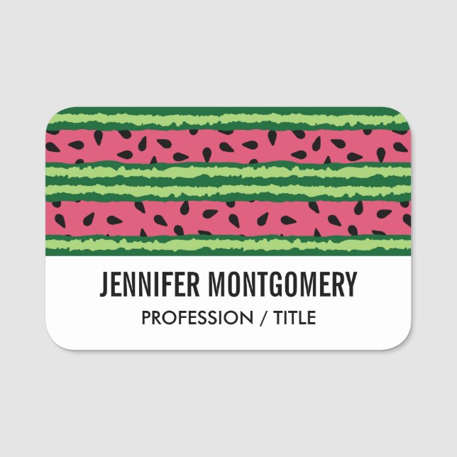 Cute Watermelon Pattern Pink & Green Name Tag (Front)