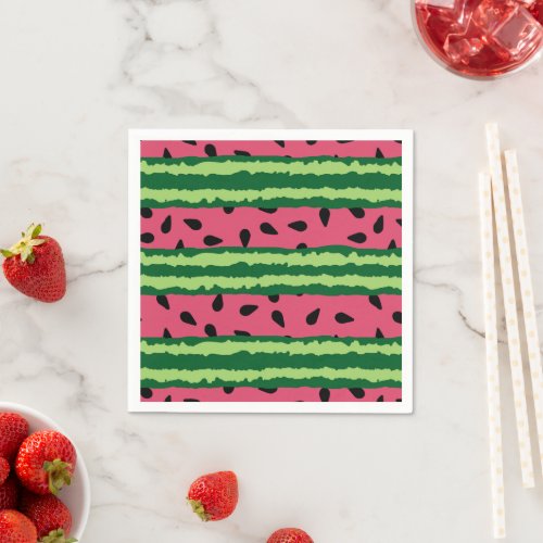 Cute Watermelon Pattern Pink  Green Napkins