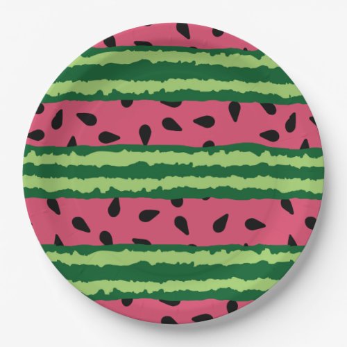 Cute Watermelon Pattern Pink  Green Paper Plates