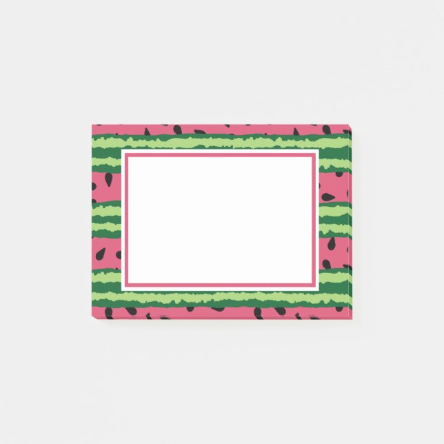 Cute Watermelon Pattern Pink & Green Post-it Notes (Front)