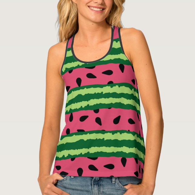 Cute Watermelon Pattern Pink & Green Tank Top (Front)