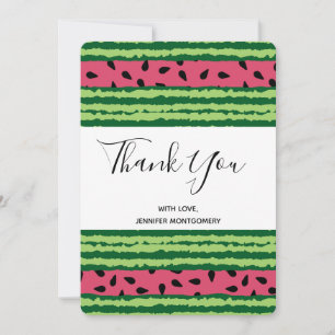Cute Watermelon Pattern Pink & Green Thank You Card