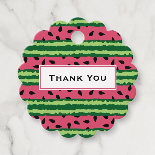 Cute Watermelon Pattern Pink  Green Thank You Favor Tags
