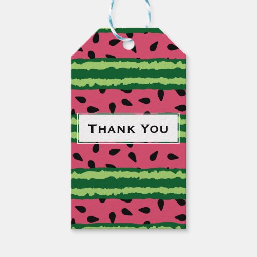 Cute Watermelon Pattern Pink  Green Thank You Gift Tags