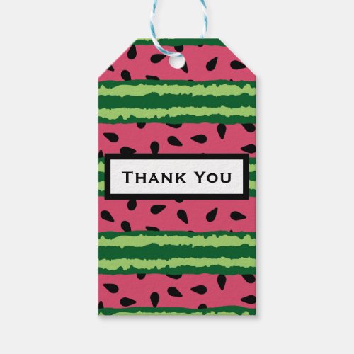 Cute Watermelon Pattern Pink  Green Thank You Gift Tags