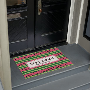Cute Watermelon Pattern Pink & Green Welcome Doormat