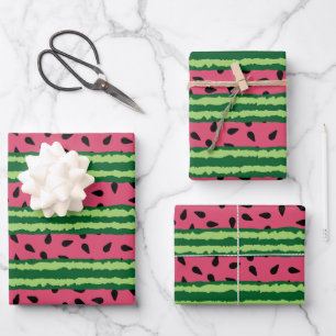 Cute Watermelon Pattern Pink & Green Wrapping Paper Sheets