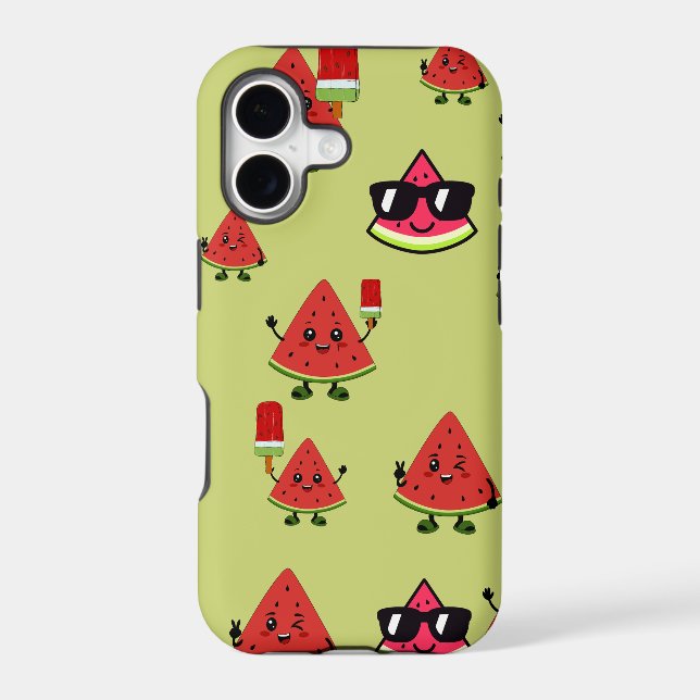 Cute Watermelon Pattern Summer Vibe iPhone Case (Back)