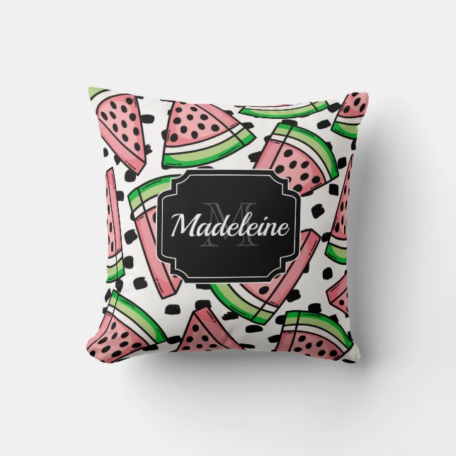 Cute Watermelon Pattern Throw Pillow (Front)