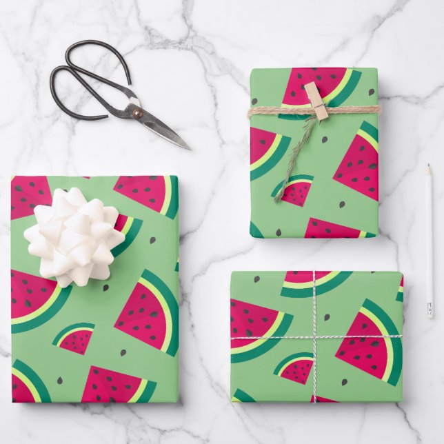 Cute Watermelon Pattern Wrapping Paper Sheets (Front)