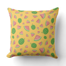 Cute Watermelon Pattern yellow Throw Pillow