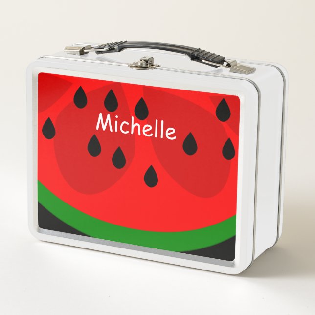 Cute Watermelon Personalized Custom Metal Lunch Box (Front)