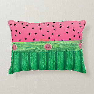 Cute Watermelon Pink Green Accent Pillow