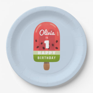 Cute Watermelon Popsicle 1st Birthday  Paper Plates
