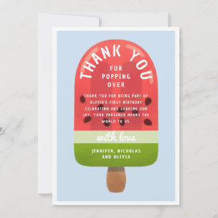 Cute Watermelon Popsicle First Birthday Thank You Card