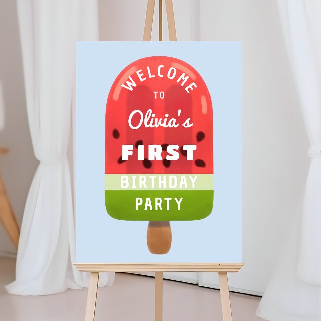 Cute Watermelon Popsicle First Birthday Welcome Foam Board (Cute Watermelon Popsicle First Birthday Welcome Foam Board)