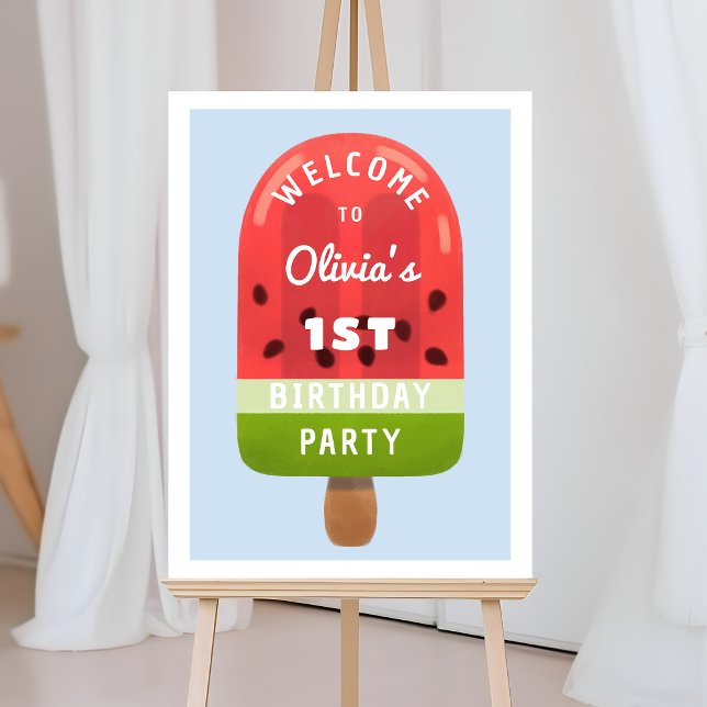 Cute Watermelon Popsicle First Birthday Welcome Foam Board (Cute Watermelon Popsicle First Birthday Welcome Foam Board)