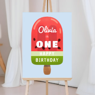 Cute Watermelon Popsicle First Birthday Welcome Foam Board