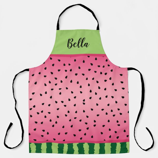 Cute Watermelon Rind and Seeds Personalized Apron (Front)