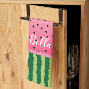 Cute Watermelon Rind and Seeds Personalized Kitchen Towel