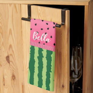 Cute Watermelon Rind and Seeds Personalized Kitchen Towel