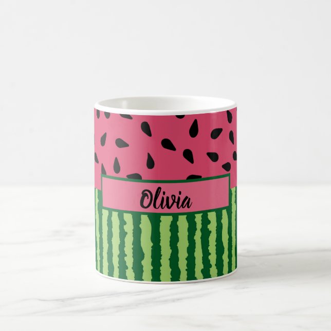 Cute Watermelon Ring and Seeds Personalized Coffee Mug (Center)