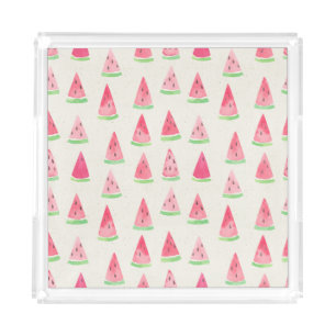 Cute watermelon: seamless watercolor pattern. acrylic tray