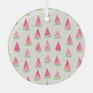 Cute watermelon: seamless watercolor pattern. glass ornament