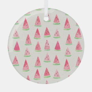 Cute watermelon: seamless watercolor pattern. glass ornament