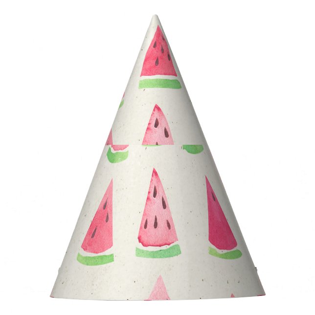 Cute watermelon: seamless watercolor pattern. party hat (Front)