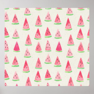 Cute watermelon: seamless watercolor pattern. poster