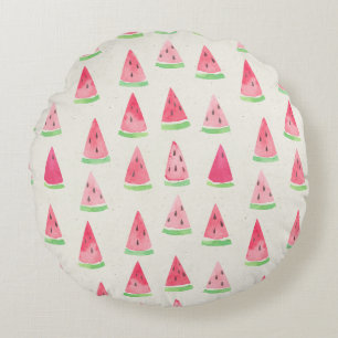 Cute watermelon: seamless watercolor pattern. round pillow
