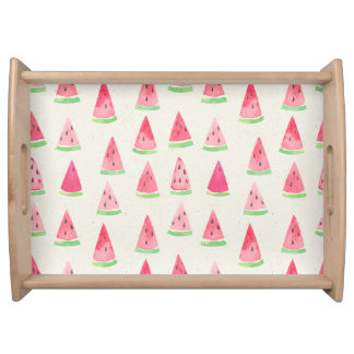 Cute watermelon: seamless watercolor pattern. serving tray