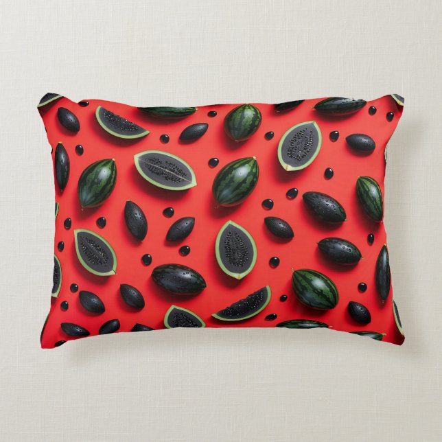 Cute Watermelon Seeds Design Summer Fruit🍉 Accent Pillow (Front)