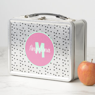 Cute Watermelon Seeds Monogrammed Metal Lunch Box