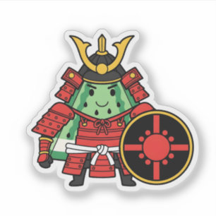 Cute Watermelon Shogun Samurai Warrior Illustratio Sticker