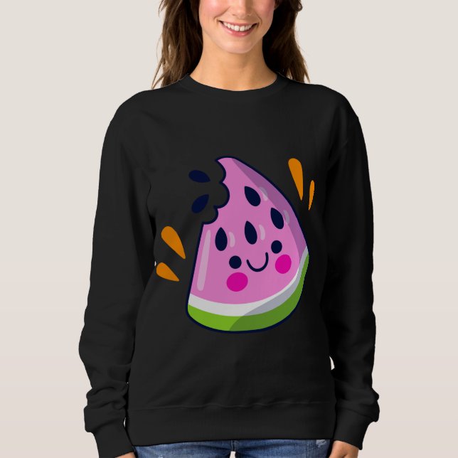 Cute Watermelon Slice Bite Vibrant Summer Vacation Sweatshirt (Front)