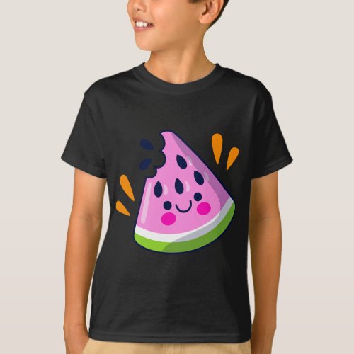 Cute Watermelon Slice Bite Vibrant Summer Vacation T_Shirt