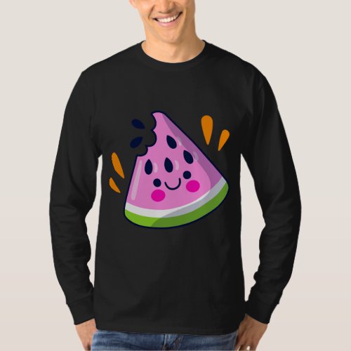 Cute Watermelon Slice Bite Vibrant Summer Vacation T_Shirt