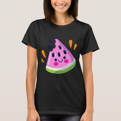 Cute Watermelon Slice Bite Vibrant Summer Vacation T_Shirt