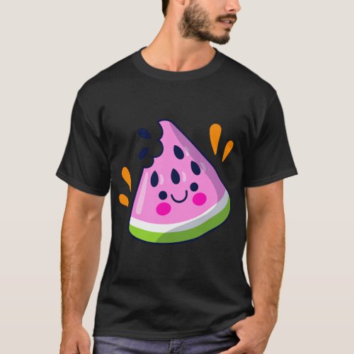 Cute Watermelon Slice Bite Vibrant Summer Vacation T_Shirt