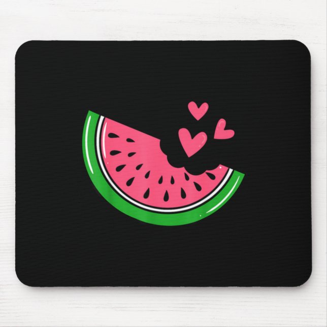 Cute Watermelon Slice Bitten With Hearts Summer Mouse Pad (Front)