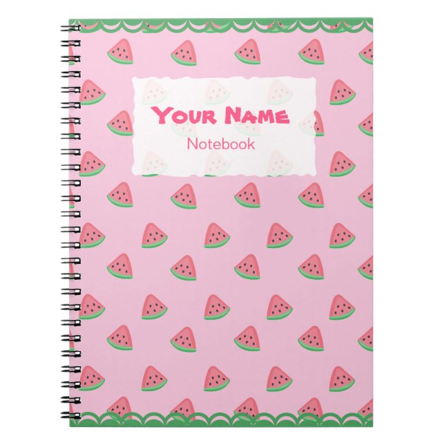 Cute Watermelon Slices Pattern Notebook (Front)