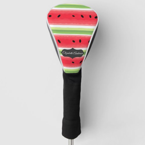 Cute Watermelon Stripes Personalized   Golf Head Cover