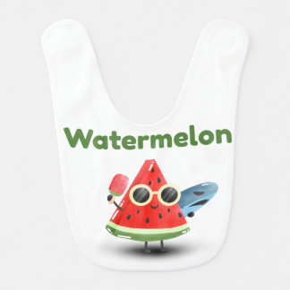 Cute Watermelon Summer Beach Character Art Baby Bib