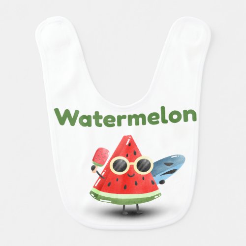 Cute Watermelon Summer Beach Character Art Baby Bib