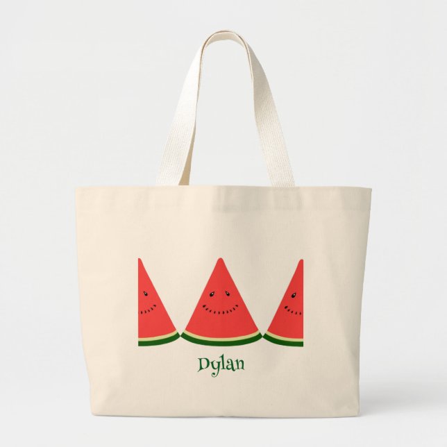 Cute Watermelon Summer Personalized Tote Bag (Front)