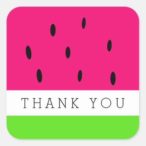 Cute Watermelon Thank You Square Sticker